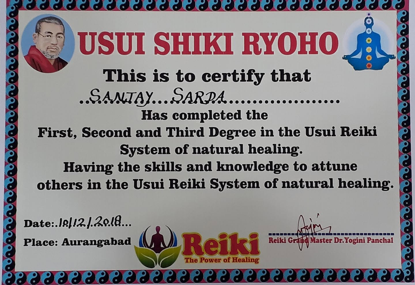 Reiki Certificate