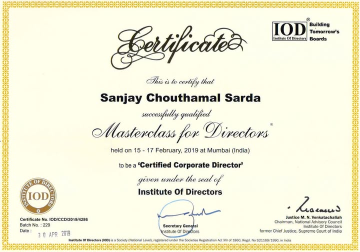 IOD Certificate